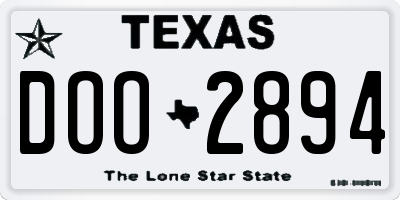 TX license plate DOO2894