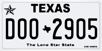 TX license plate DOO2905