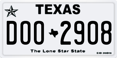 TX license plate DOO2908