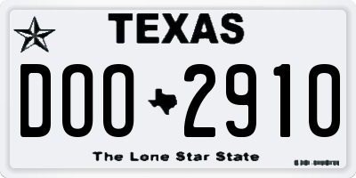 TX license plate DOO2910