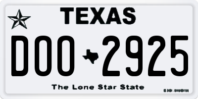 TX license plate DOO2925