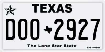 TX license plate DOO2927