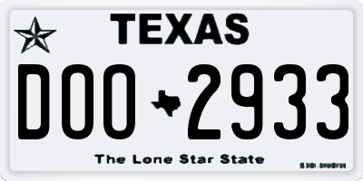 TX license plate DOO2933