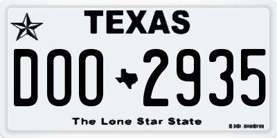 TX license plate DOO2935