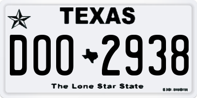 TX license plate DOO2938