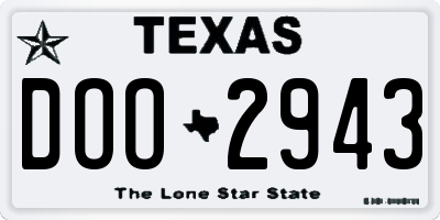 TX license plate DOO2943