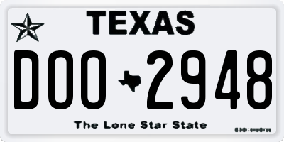TX license plate DOO2948