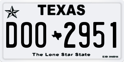 TX license plate DOO2951