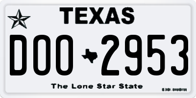 TX license plate DOO2953