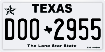 TX license plate DOO2955