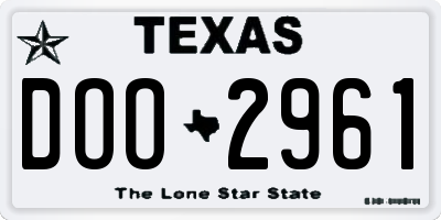 TX license plate DOO2961