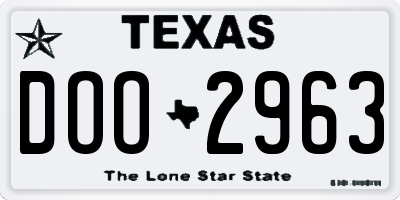 TX license plate DOO2963