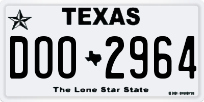 TX license plate DOO2964