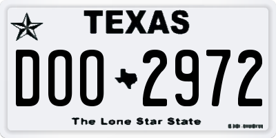 TX license plate DOO2972