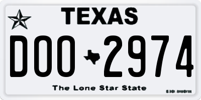 TX license plate DOO2974