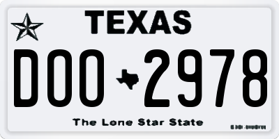 TX license plate DOO2978