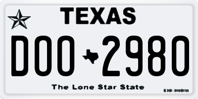 TX license plate DOO2980
