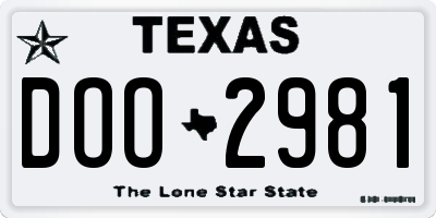 TX license plate DOO2981