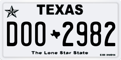 TX license plate DOO2982