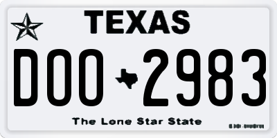 TX license plate DOO2983