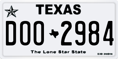 TX license plate DOO2984