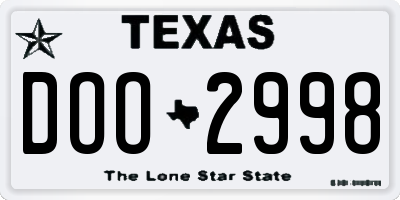TX license plate DOO2998
