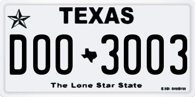 TX license plate DOO3003