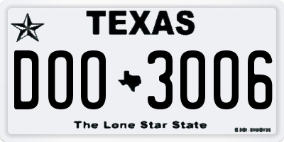TX license plate DOO3006