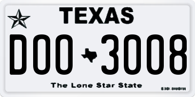TX license plate DOO3008