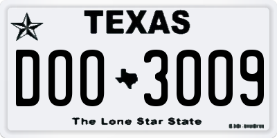 TX license plate DOO3009