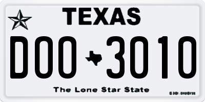 TX license plate DOO3010