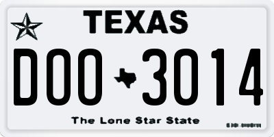TX license plate DOO3014