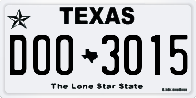 TX license plate DOO3015