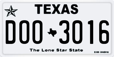 TX license plate DOO3016