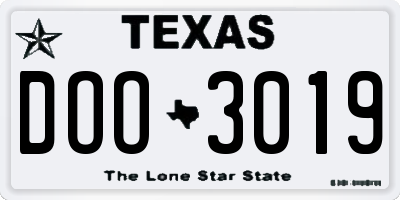 TX license plate DOO3019