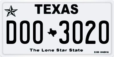 TX license plate DOO3020