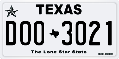 TX license plate DOO3021