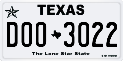 TX license plate DOO3022
