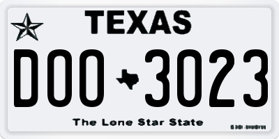 TX license plate DOO3023