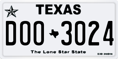 TX license plate DOO3024