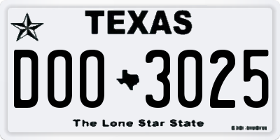 TX license plate DOO3025