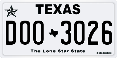 TX license plate DOO3026