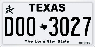 TX license plate DOO3027