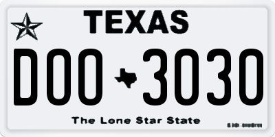 TX license plate DOO3030