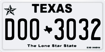 TX license plate DOO3032