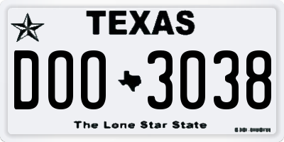 TX license plate DOO3038