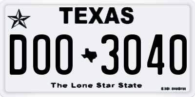 TX license plate DOO3040