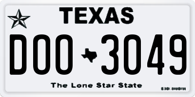 TX license plate DOO3049