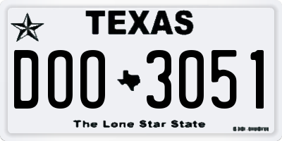 TX license plate DOO3051