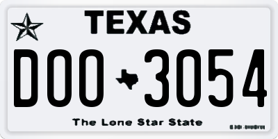 TX license plate DOO3054